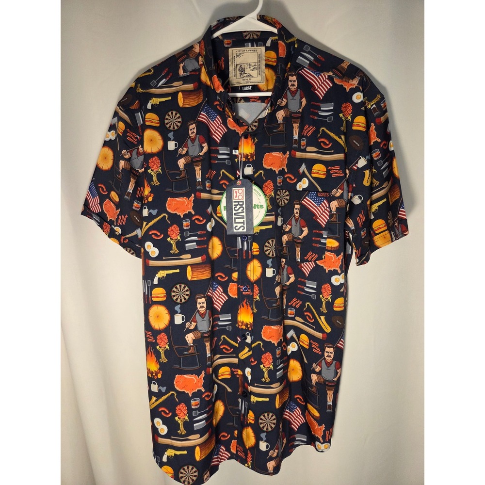 RSVLTS Parks and Rec Ron Swanson's Shirt of Greatness Shirt Mens Large NEW NWT